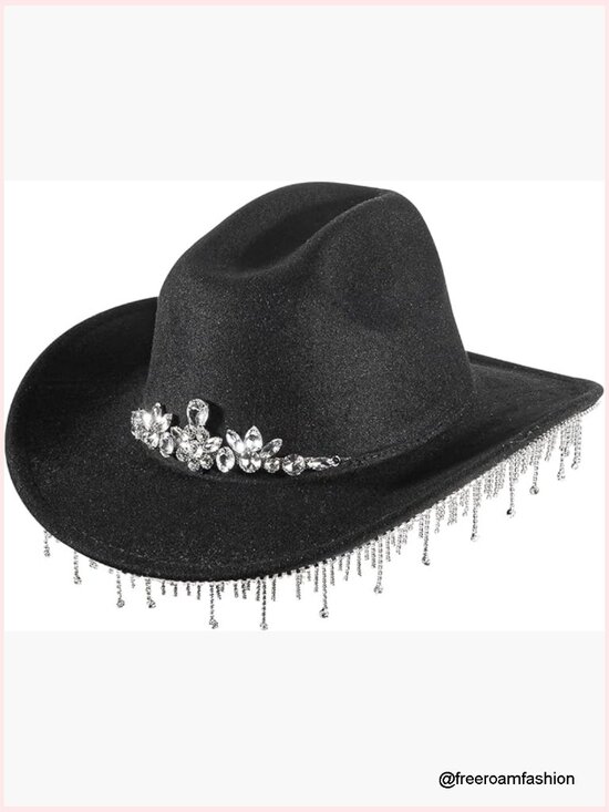 Womens Cowboy Hat Rhinestone Spark Cowgirl Wide Brim main image 7